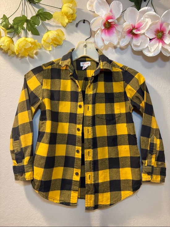 Cat & Jack Other - Cat & Jack Yellow and Black Plaid Button-Down Shirt